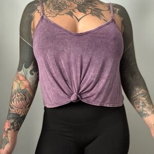 Purple knotted crop top